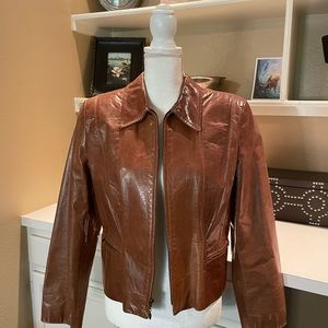 Burberry brown leather jacket excellent condition